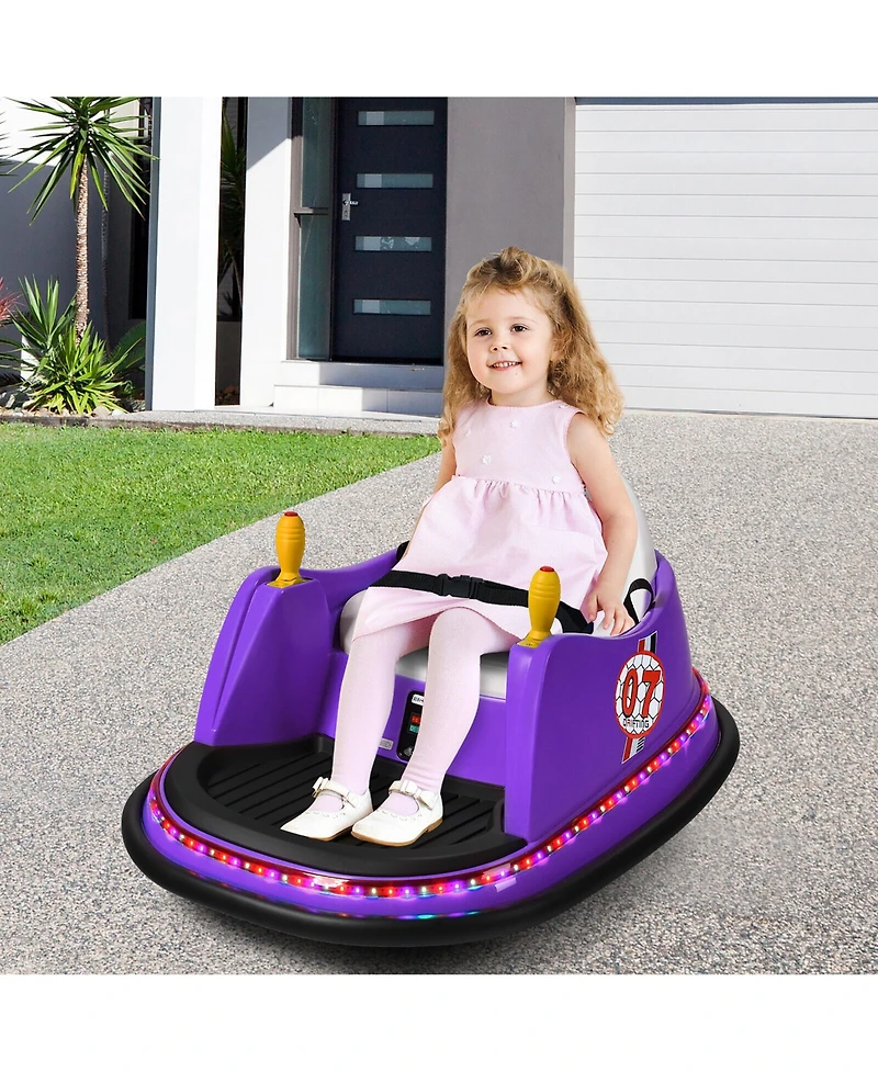 Gymax 12V Vehicle 360 Degree Spin Race Toy Kids Ride On Bumper Car w/ Remote Control Pink