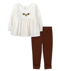 Baby Essentials Girl Leopard Long Sleeve Top, Jacket & Pant, 3-Piece Set
