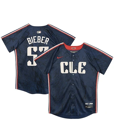 Nike Little Boys and Girls Shane Bieber Navy Cleveland Guardians 2024 City Connect Limited Jersey