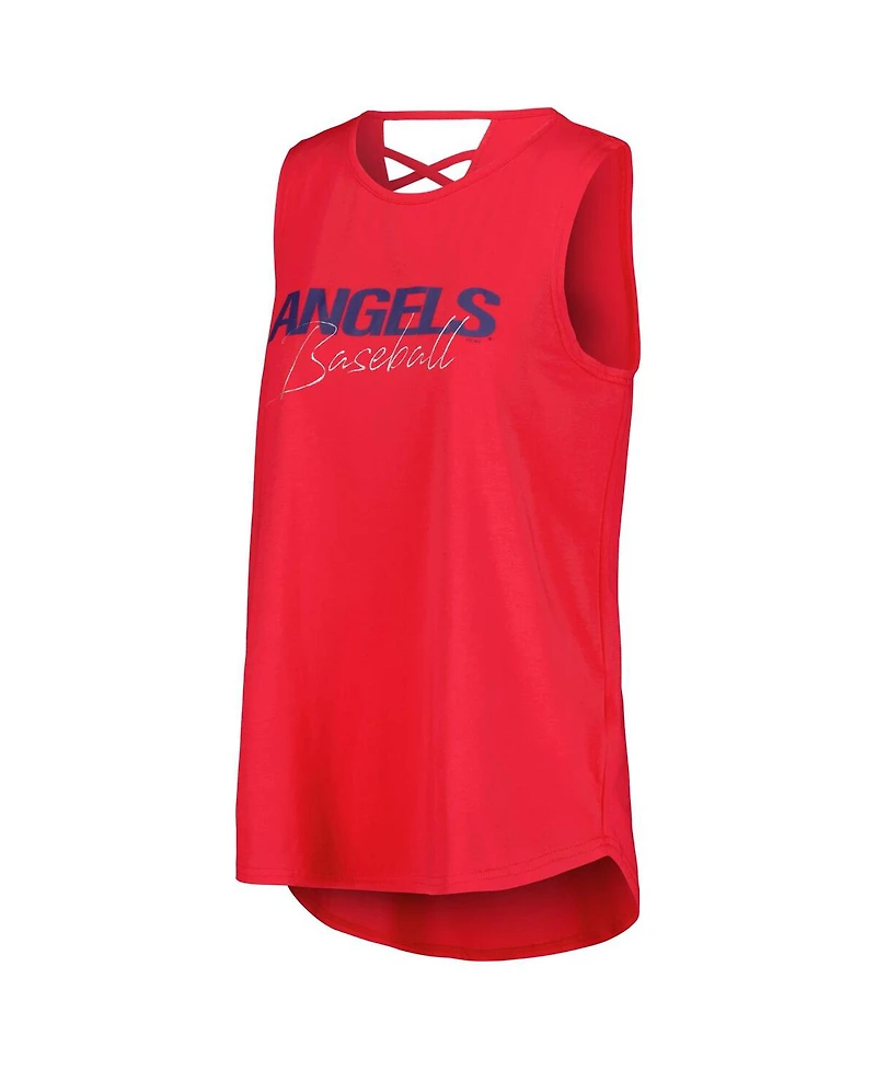 Dkny Women's Red Los Angeles Angels Claire Fashion Tri-Blend Tank Top