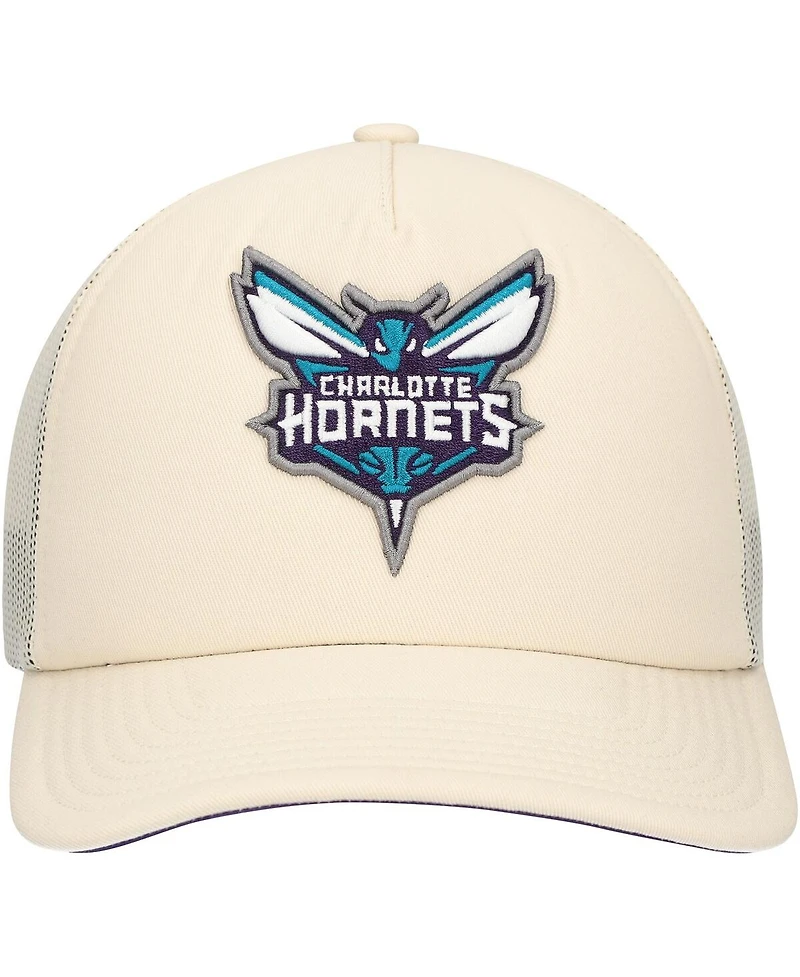 Mitchell & Ness Men's Cream Charlotte Hornets Trucker Adjustable Hat