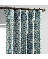 Half Price Drapes Metro Teal Blue Geometric Faux Silk Jacquard Room Darkening Curtain