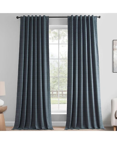 Half Price Drapes Deep Blue Abstract Lounge Embossed Velvet Room Darkening Curtain