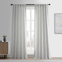 Half Price Drapes Off White Simply Faux Linen Curtain Pair (2 Panels