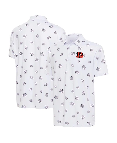 Antigua Men's White Cincinnati Bengals Fireworks Polo