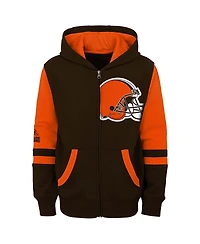 Outerstuff Little Boys and Girls Brown Cleveland Browns Stadium Color Block Full-Zip Hoodie