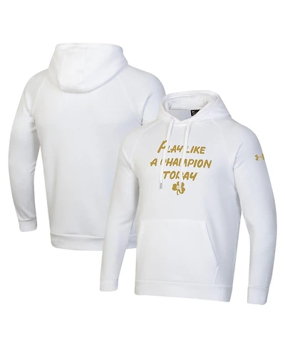 Under Armour Men's White Notre Dame Fighting Irish Interlocking Nd Gold Rush Rival Raglan Pullover Hoodie
