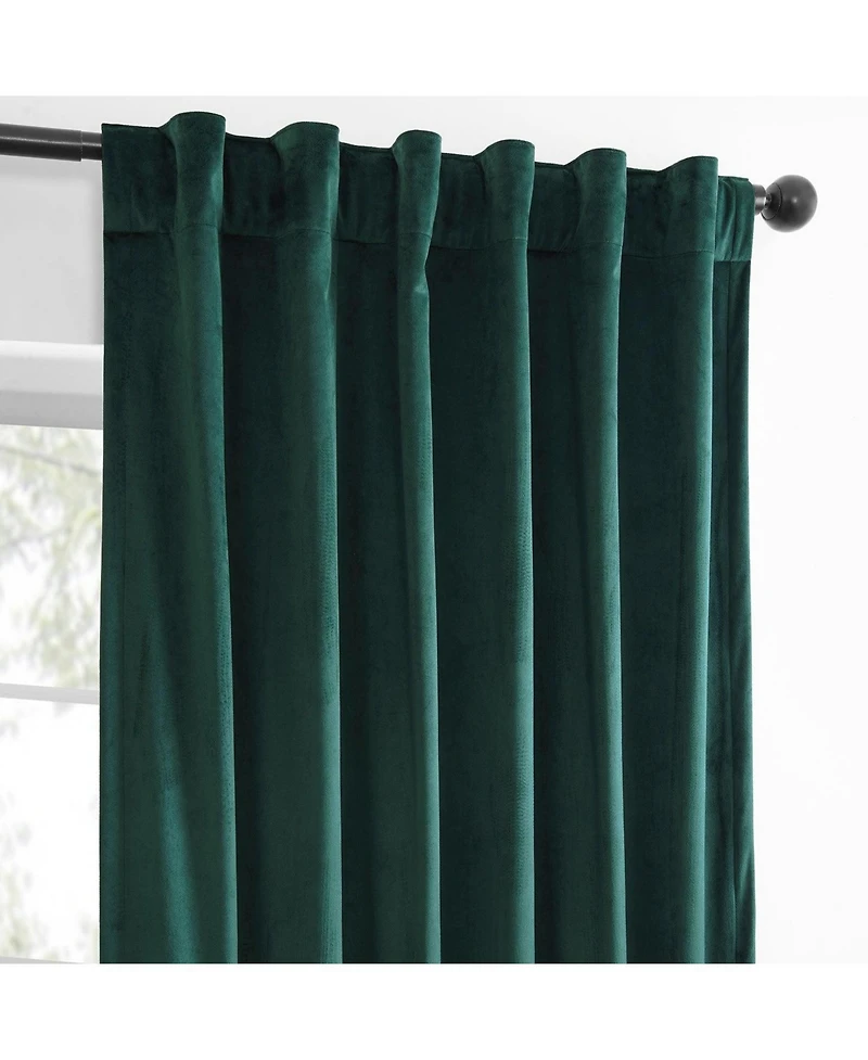 Half Price Drapes Deep Green Simply Velvet Room Darkening Curtain Pair (2 Panels)