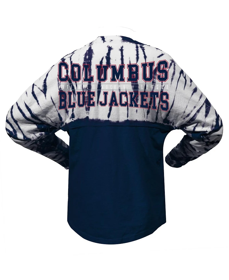 Spirit Jersey Men's and Women's Navy Columbus Blue Jackets Crystal Half Dye Long Sleeve T-Shirt