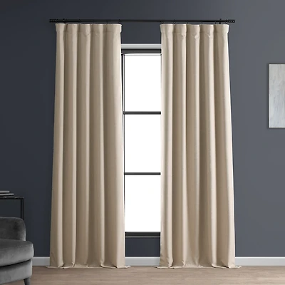 Half Price Drapes Safari Tan Faux Linen Hotel Blackout Curtain