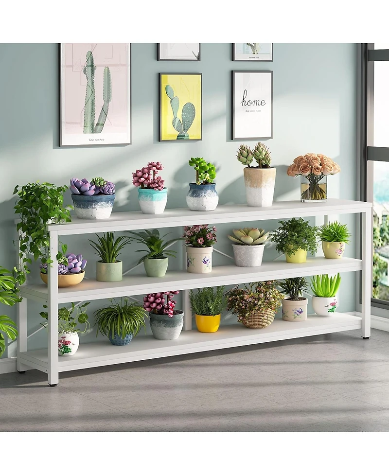 Tribesigns 71" Sofa Tables,Extra Long Couch Table, Narrow Long Console Table, Entryway Table,Sofa Table with 3 Tiers Storage Shelves