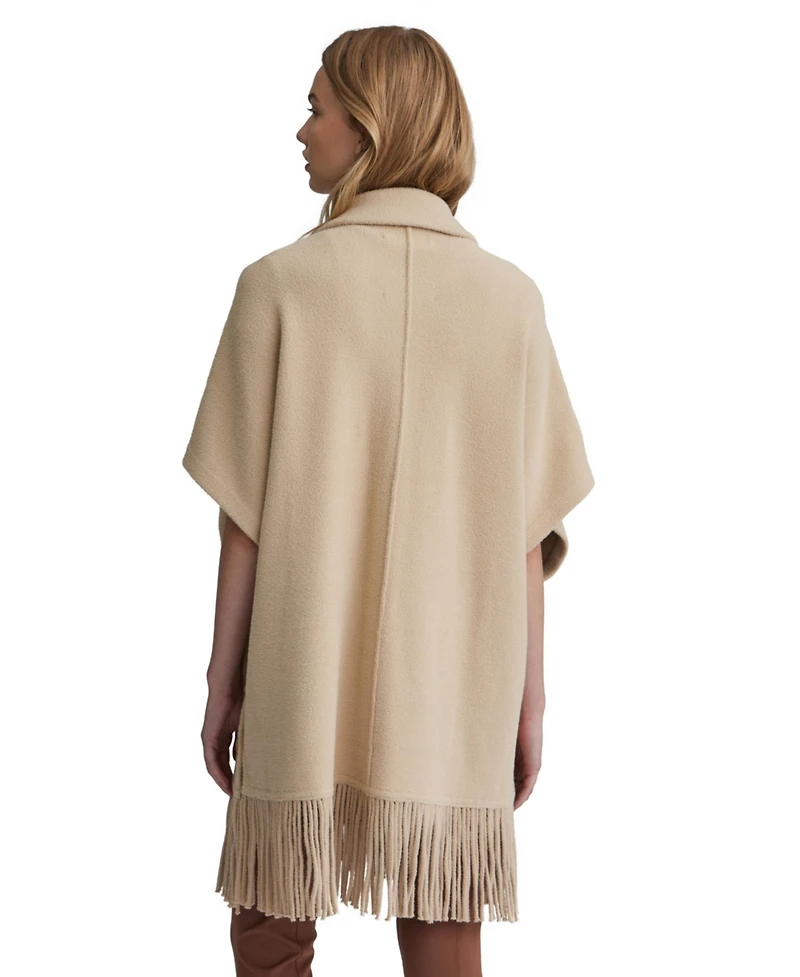 Nvlt Women's Mink Eyelash Fringe Hem Cape