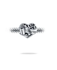Bling Jewelry Romantic Filigree Heart Charm Bead for Wife or Daughter in Sterling Silver