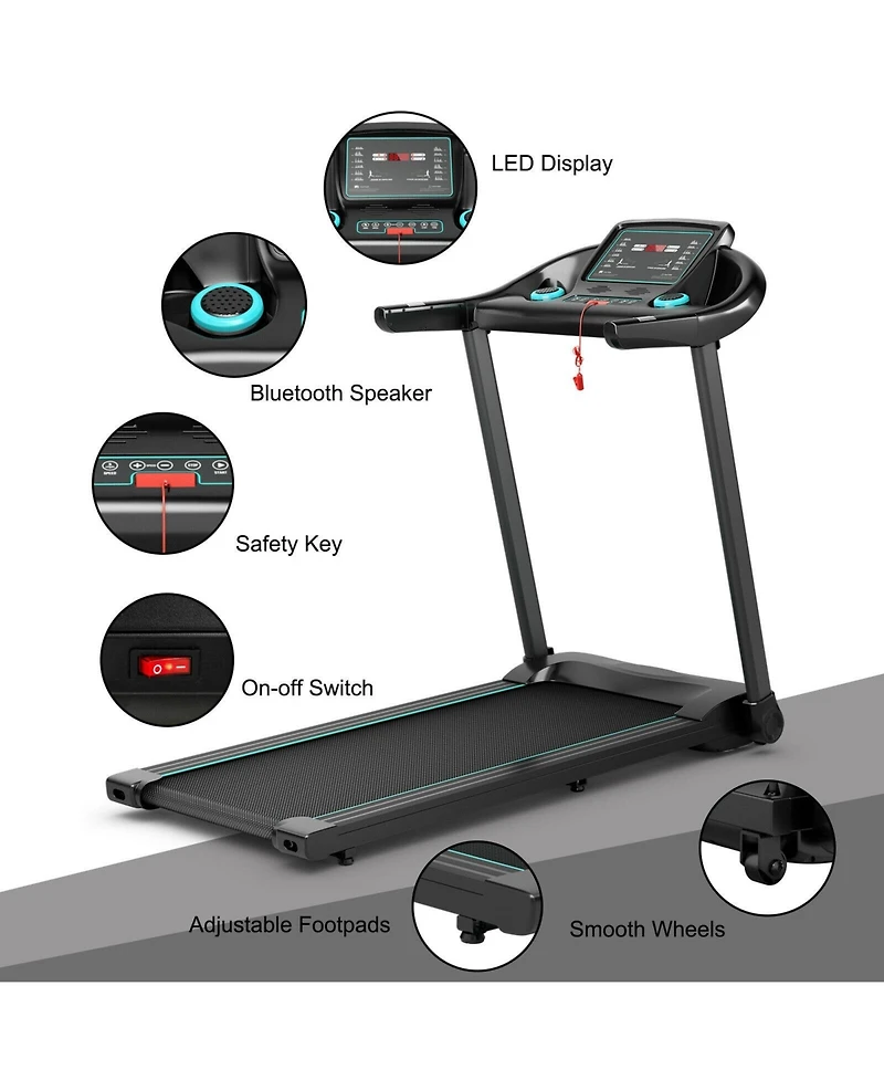 2.25HP Electric Running Machine Treadmill with Speaker and App Control