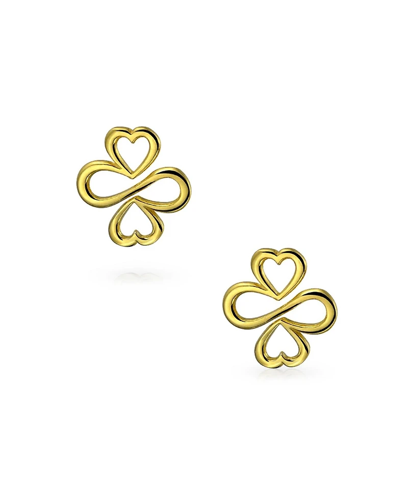 Bling Jewelry Ayllu Amulet Talisman Inspirational Intertwine Symbol Heart Infinity Clover For Love Luck Unity Stud Earrings Rose Gold Plated .925 Ster