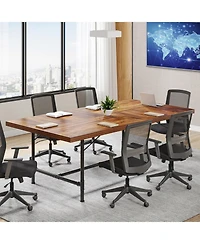 Tribesigns 6FT Conference Table, Rustic Rectangle 70.8" W x 35.4" D Meeting Table, Industrial Seminar Table Boardroom Desk