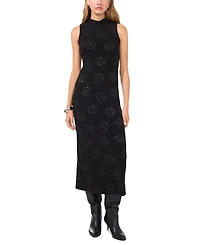 1.state Women's Embellished Mock Neck Sleeveless Midi Dress