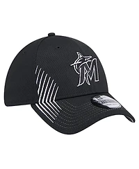 New Era Men's Black Miami Marlins Active Dash Mark 39THIRTY Flex Hat