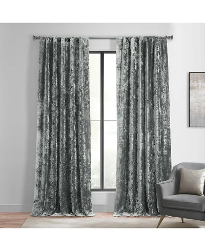Half Price Drapes Stone Grey Lush Crush Velvet Room Darkening Curtain