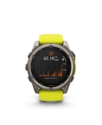 Garmin fenix 8 51mm, Saphire Solar, Outdoor & Fitness Gps Smartwatch, Bare Graphite Titanium, Amp Yellow/Graphite Band, Na