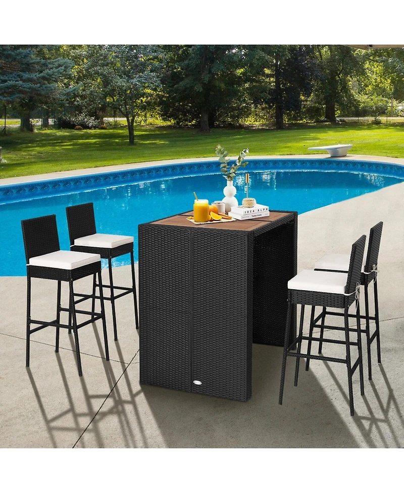 5 Pieces Patio Acacia Wood Dining Set