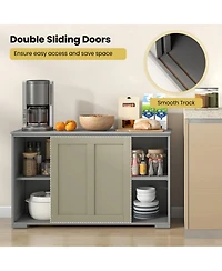 Sugift Sideboard Buffet Cupboard Storage Cabinet with Sliding Door