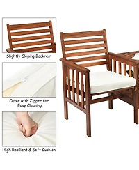 3 Pieces Outdoor Patio Table Chairs Set Acacia Wood Loveseat