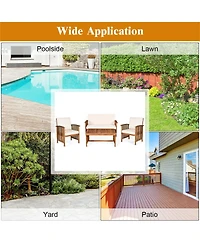 Inolait Sugift 4 Pieces Patio Solid Wood Furniture Set with Water Resistant Cushions