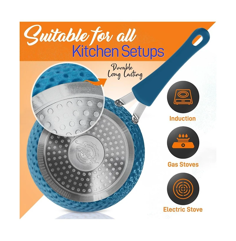 NutriChef Kitchenware Pots & Pans Set - Stylish Kitchen Cookware with Elegant Diamond Pattern, Non-Stick (11-Piece Set)