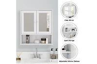 Casainc 21.65'' W 22.83'' H Surface Framed Wall Mounted Bathroom Cabinet Mirror Adjustable Shelves