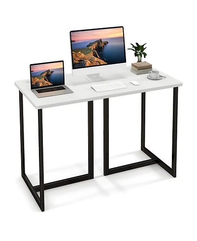 Modern Computer Desk 47 Inch Writing Study Table with Metal Frame