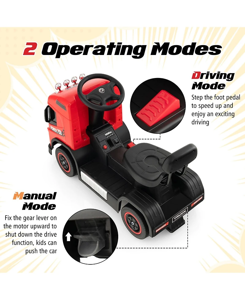 Gymax Kids Ride-on Car 6V Toddler Electric Ride-on Truck w/ Adjustable Seat Positions Red