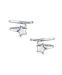 Bling Jewelry American Patriotic Celestial Rock Star Initial Wire Cartilage Ear Cuffs Clip Wrap Helix Non Pierced Earrings .925 Sterling Silver