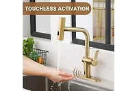 Casainc Single Handle Pull Out Kitchen Faucet with Touchless Sensor With Three-function Mode Sprayer