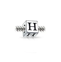 Bling Jewelry Alphabet Initial Square Block Letter Bead Charm .925 Sterling Silver