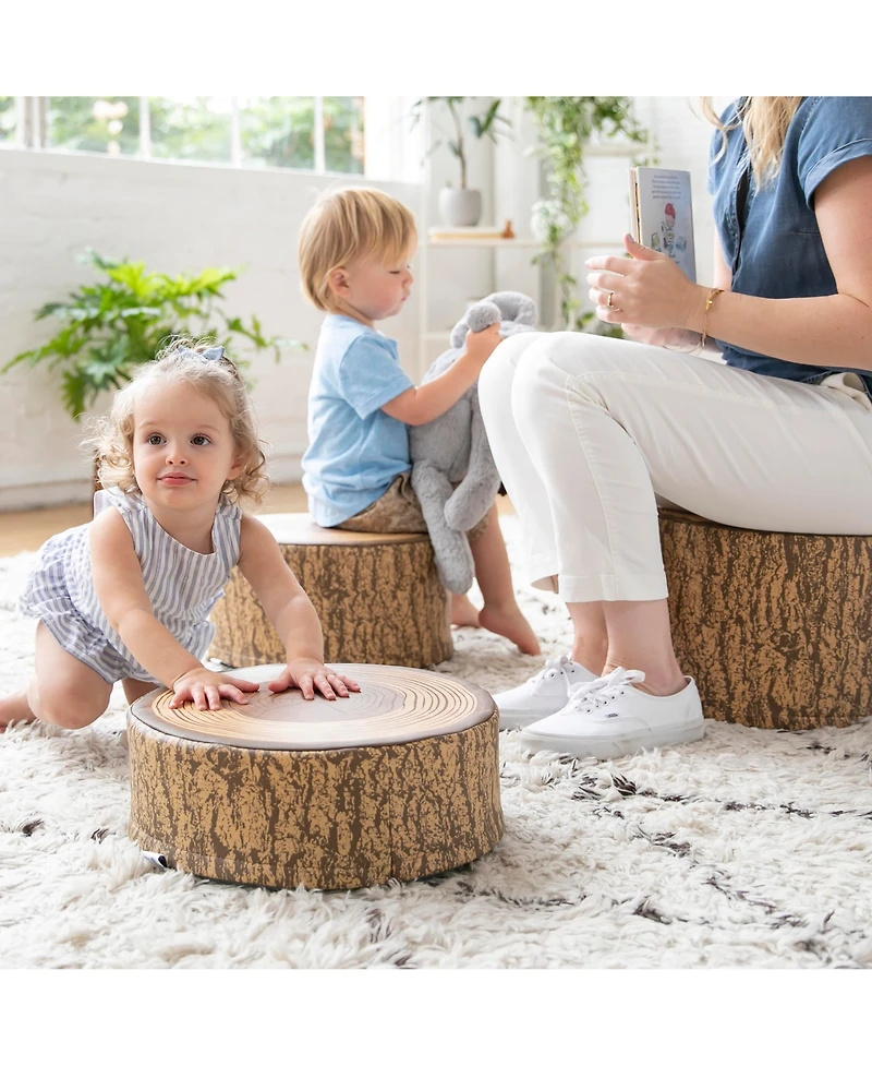 ECR4Kids SoftZone Tree Stump Stool Set, Chocolate, 3-Piece
