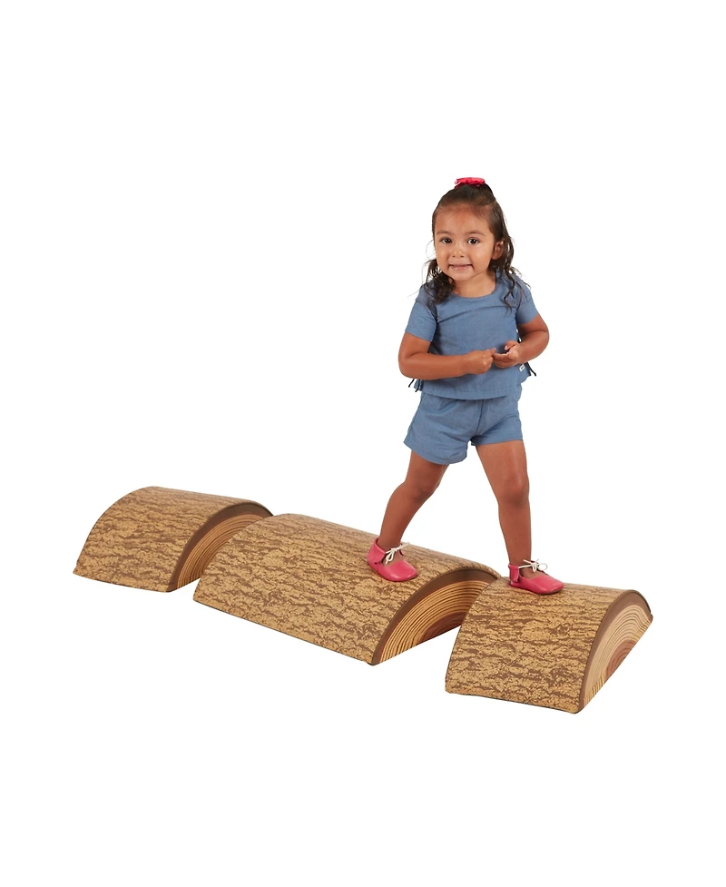 ECR4Kids SoftZone Tree Log Climber Set, Chocolate, 3-Piece