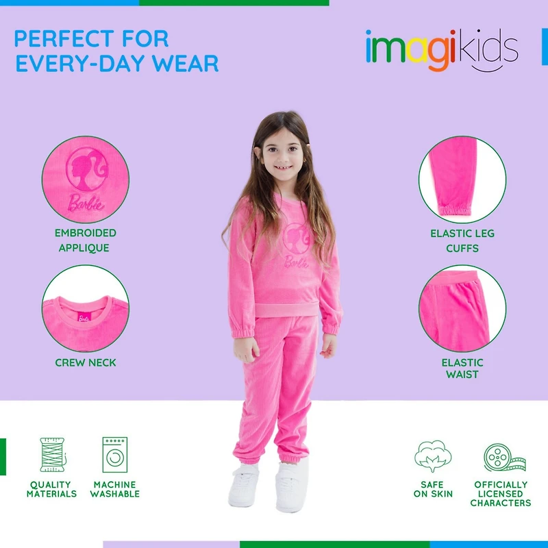 Barbie Girls Velour Sweatshirt and Jogger Pants Outfit Set