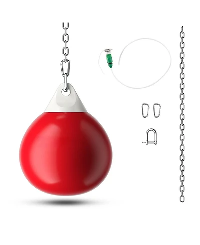 18 Inch 110 Pound Heavy Punching Water Aqua Bag with Adjustable Metal Chain-Red