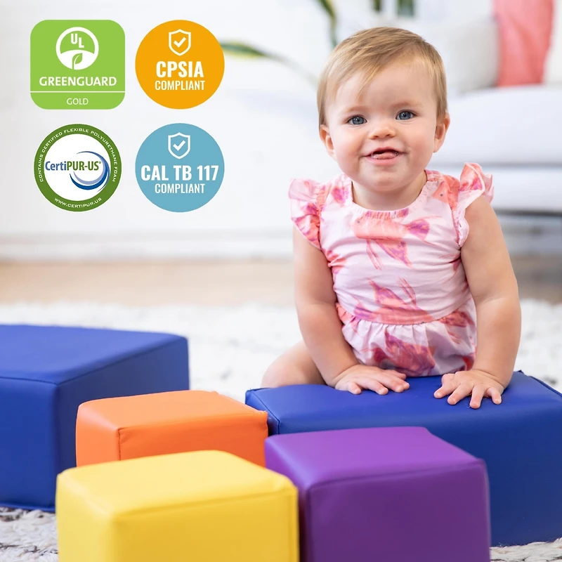 ECR4Kids SoftZone Toddler Foam Building Blocks, Contemporary, 7-Piece