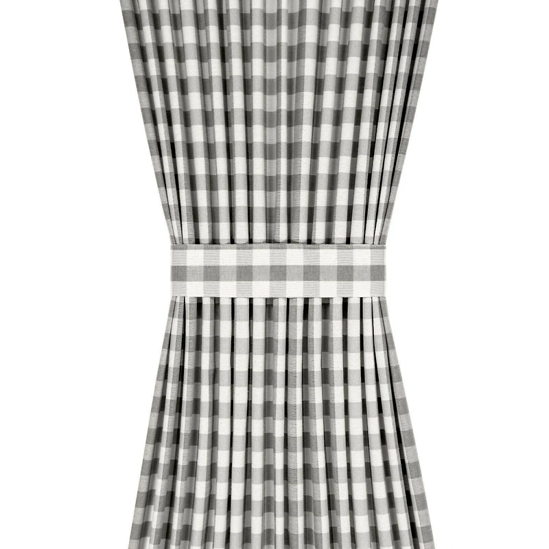 Kate Aurora Plaid Country Farmhouse French Door Curtain Panel With Matching Tieback