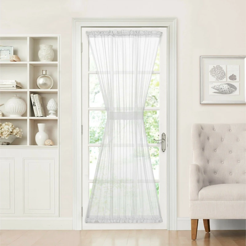 Kate Aurora Luxurious Batiste Sheer French Door Curtain Panel With Tieback