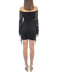 Jump Juniors' Glittered Ruched Off-The-Shoulder Dress