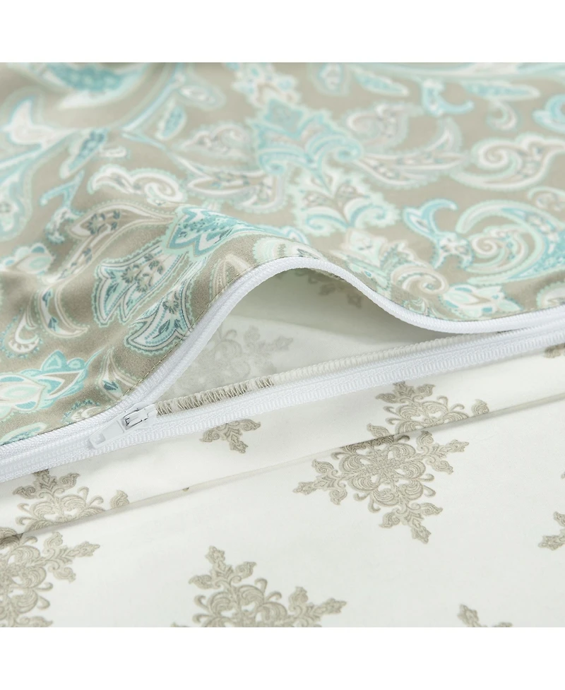 Chanasya Premium Damask Sage Duvet Cover Set - Duvet Cover (90” x 90”) & 1 Pillow Sham (20” x 26”)