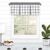 Kate Aurora Windowpane Plaid Country Farmhouse Kitchen Curtain Tier & Valance