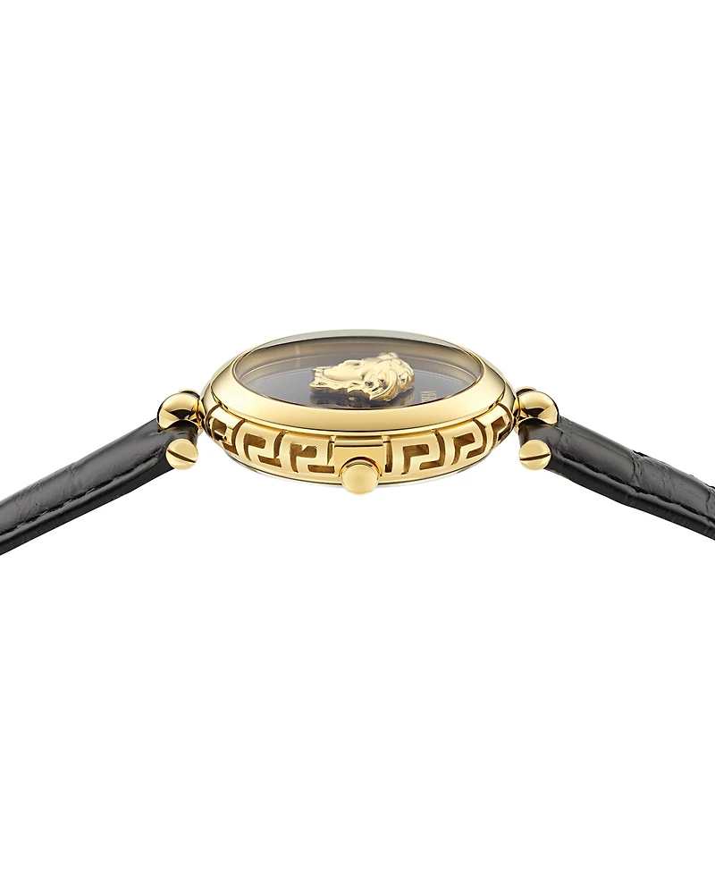 Versace Women's Swiss Medusa Heritage Black Leather Strap Watch 38mm