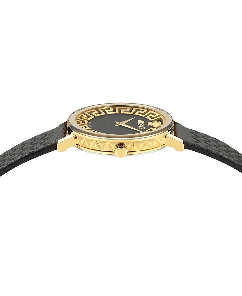 Versace Women's Swiss Daedalus Black Leather Strap Watch 35mm