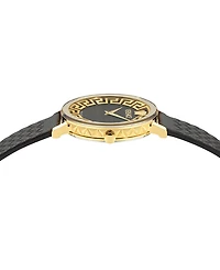 Versace Women's Swiss Daedalus Black Leather Strap Watch 35mm