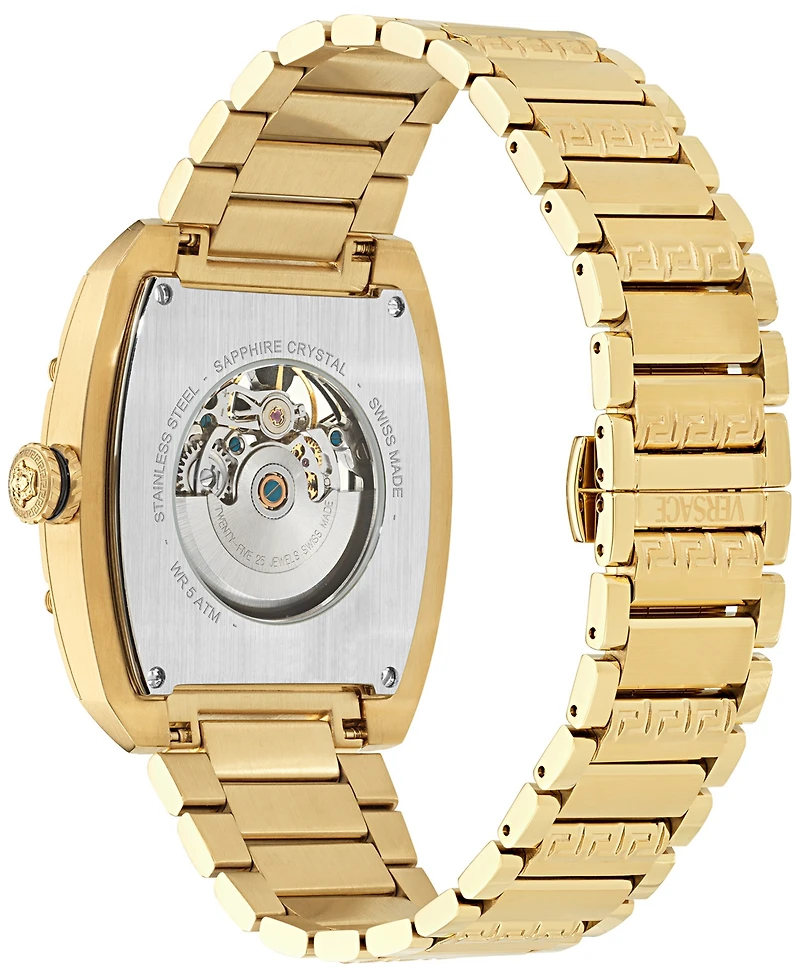 Versace Men's Swiss Automatic Gold Ion Plated Stainless Steel Bracelet Watch 42x50mm