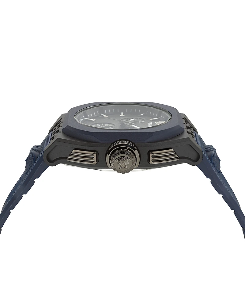 Versace Men's Swiss Chronograph Blue Silicone Strap Watch 44mm